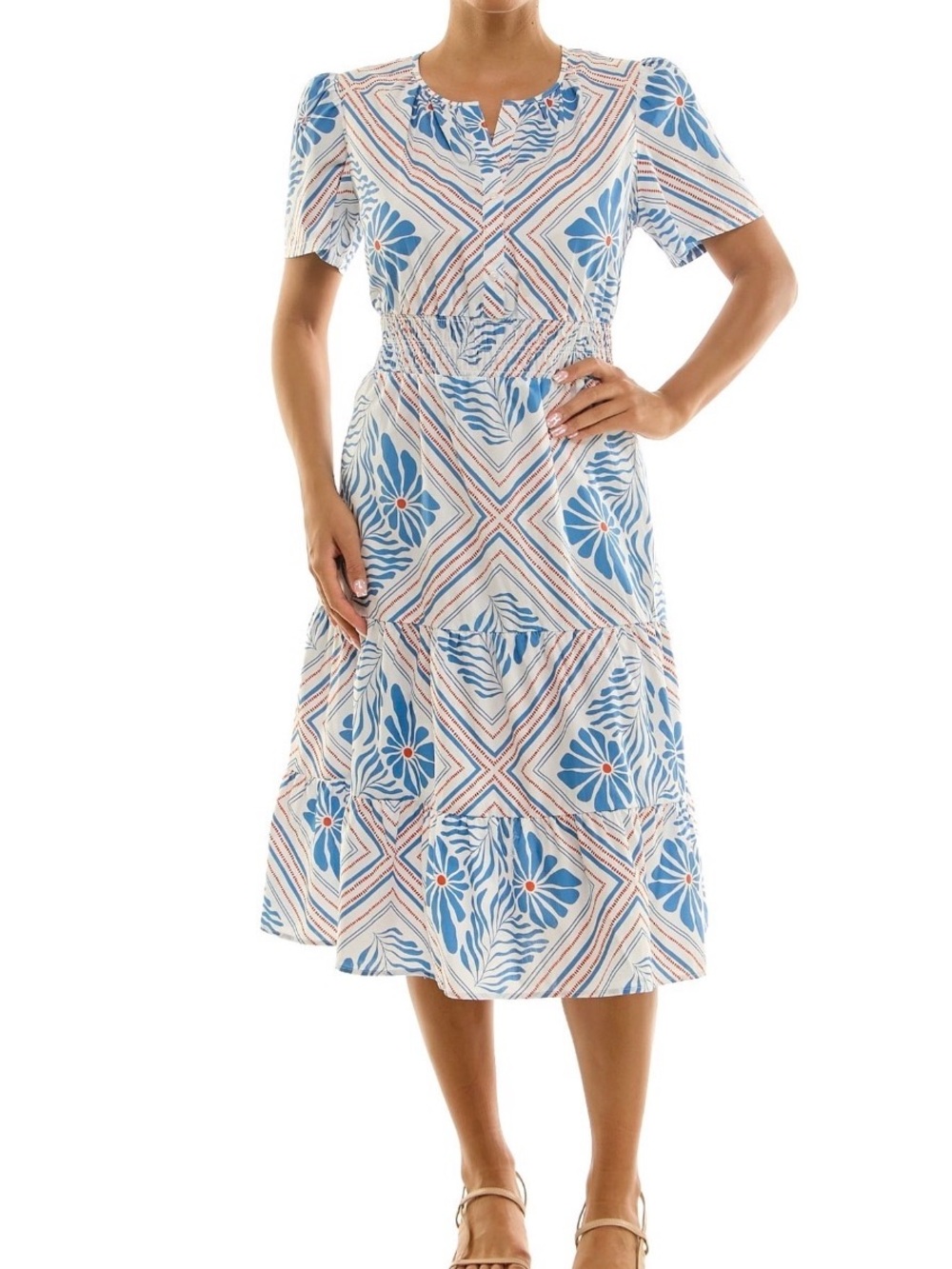 Nanette Lepore Split Neck Tiered Maxi Dress